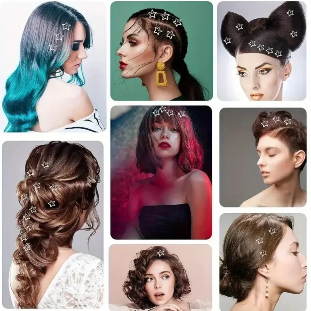 Chic 6 Silver Star Hair Clips
